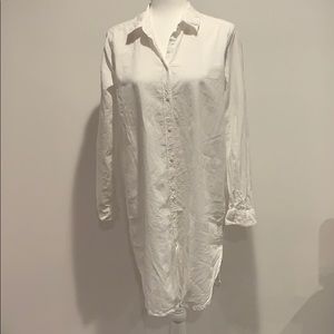 Linen blend tunic button down shirt